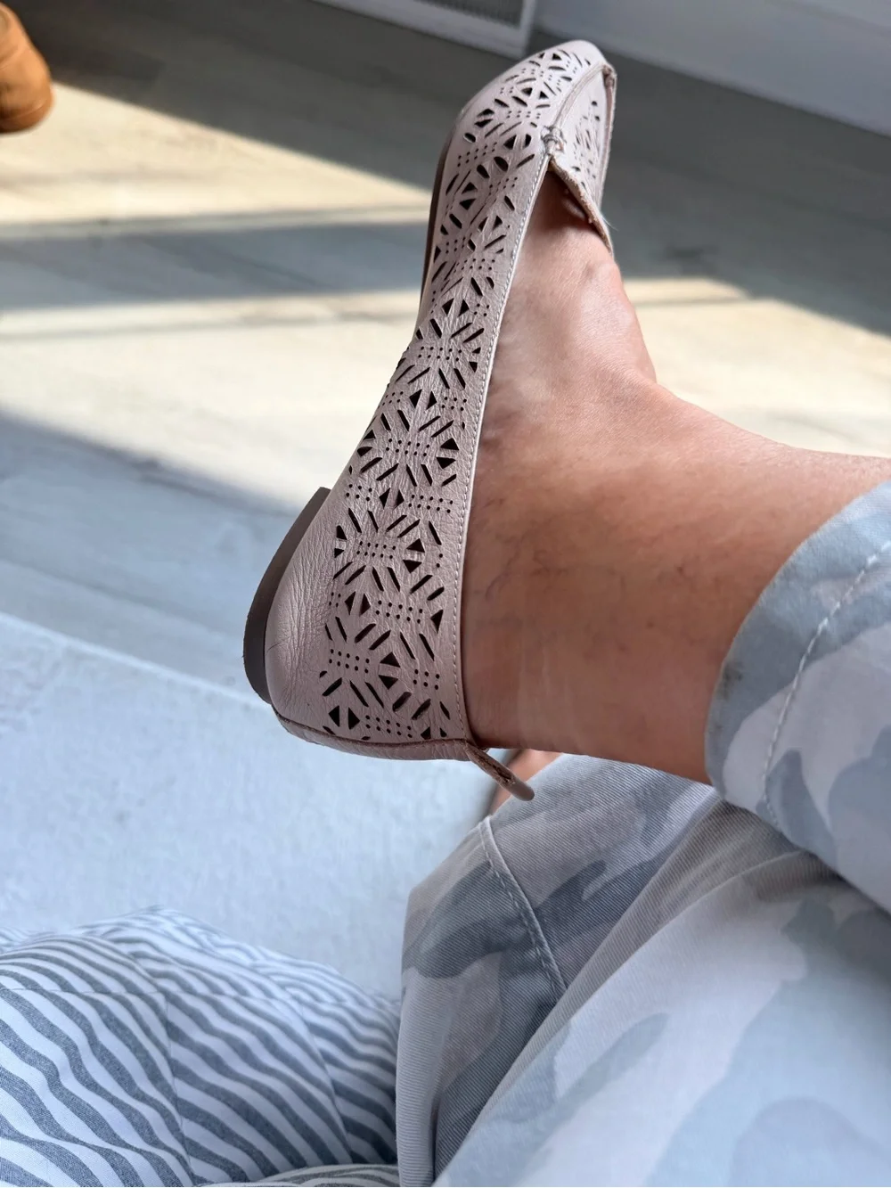 Aldo Nude Laser-Cut Slip-On Flats